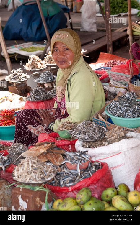 Woman At Food Market Indonesia Stock Photo Alamy