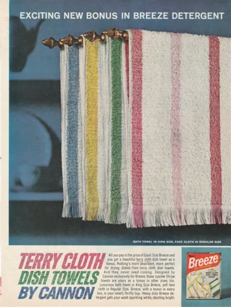 1964 New Breeze Detergent Vintage Print Ad 1960s Cannon Terry Cloth
