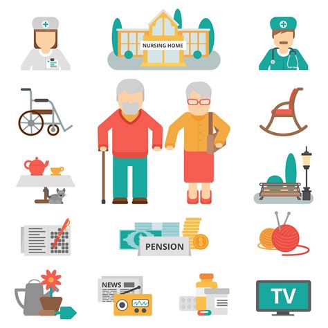 Senior Lifestyle Flat Icons Set Vector Art At Vecteezy