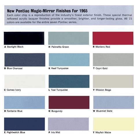 1965 Pontiac Colors And Interiors Folder