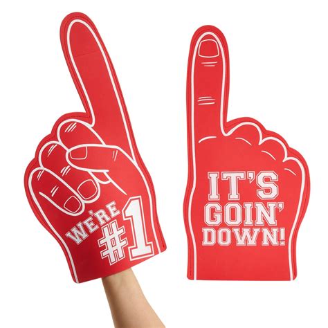 2 Pack Red Foam Fingers 1 Its Goin Down For Sports Fan Accessories Cheering Party Favors