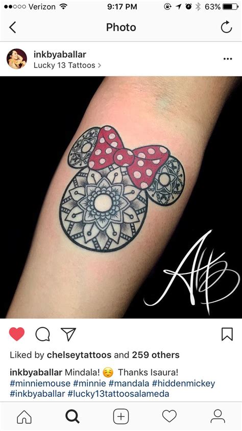 Minnie Mouse Mandala With Hidden Mickeys Tattoos Pretty Tattoos