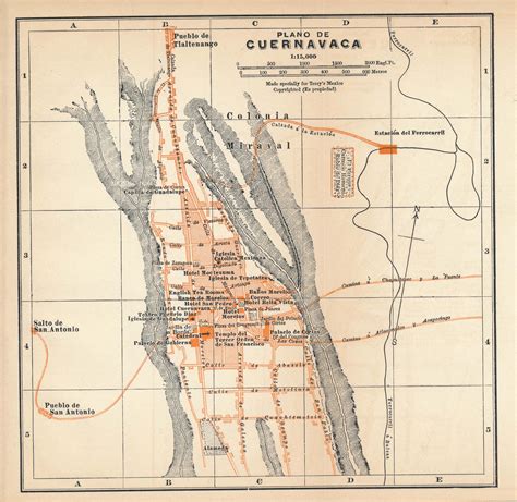 1911 Cuernavaca Mexico Antique Map Etsy