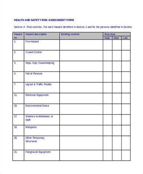 FREE 8 Sample Generic Risk Assessment Forms In MS Word PDF