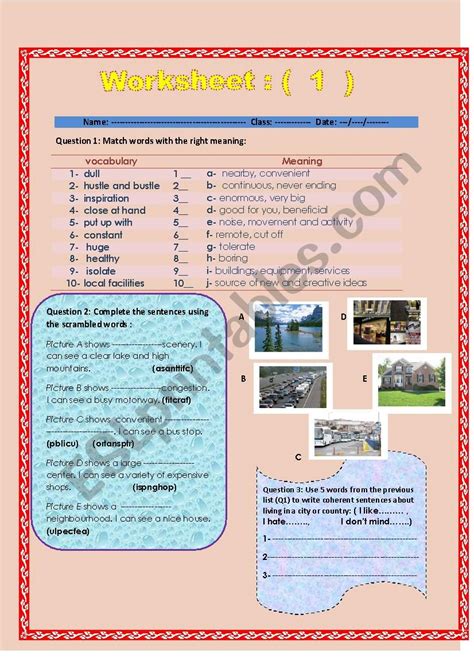 Worksheet With Differentiated Activities Esl Worksheet By Mo3tamad