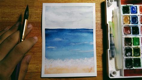 Easy Watercolor Beach Painting Tutorial For Beginners Step By Step