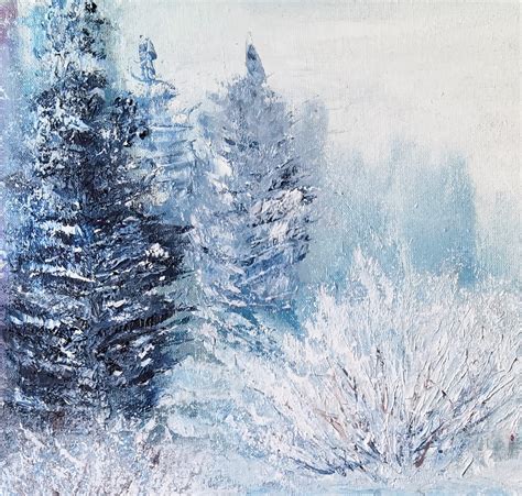 Lhiver Dans La Forêt Winter Forest Painting By Liudmyla Riabkova
