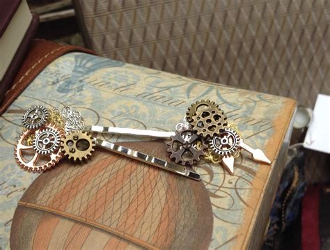Steampunk Hair Grips Silver Coloured Bobby Pins With Cogs And Etsy