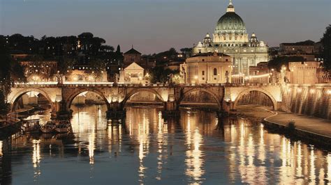 Rome City Lights On The Bridge In Italy Wallpaper Download 5120x2880