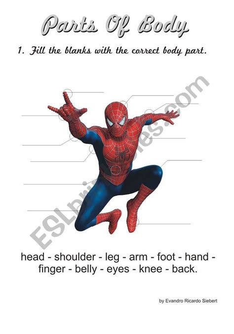 spider man worksheet vocabulary skills english lessons  kids