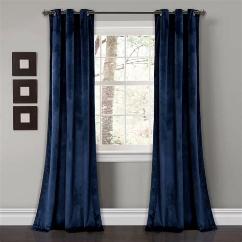 Elegant home decor elegant home collection 3 piece solid color faux silk blackout kitchen window curtain set with tiers and valance solid color. Lush Decor Prima Velvet Solid Window Panels Navy 84" x 38 ...