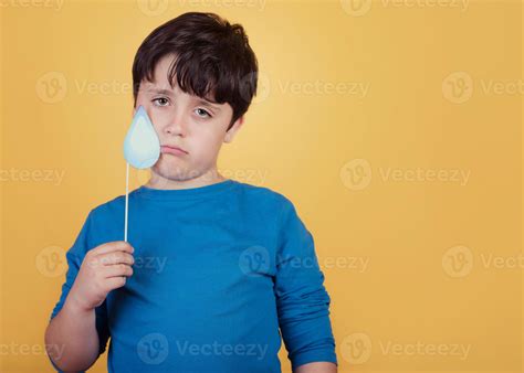 Sad Boy With A Cardboard Tear 6131423 Stock Photo At Vecteezy