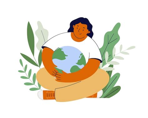 Proteção Do Meio Ambiente Conceito De Sustentabilidade Salve O Planeta A Mulher Abraça O