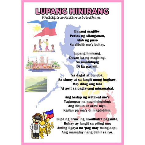 Educational Charts Lupang Hinirang Philippine National Anthem