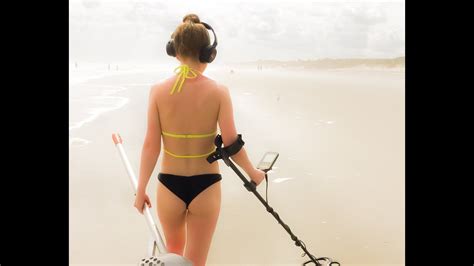 Girl Metal Detecting On The Beach YouTube