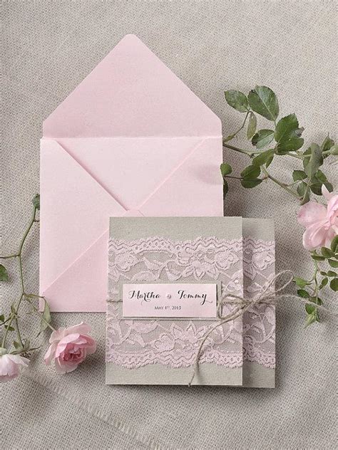 Custom Listing 100 Rustic Lace Invitations Pink Lace Wedding