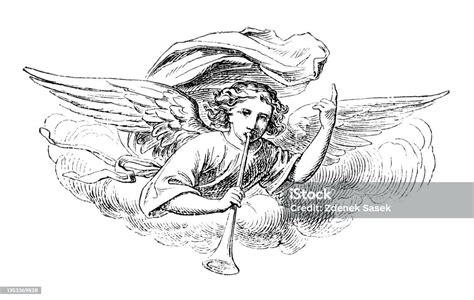 Archangel Gabriel Or Angel Blowing Trumpet Bible Vintage Antique