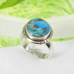 Natural Mohave Turquoise Ring Blue Copper Turquoise Ring 925 Sterling