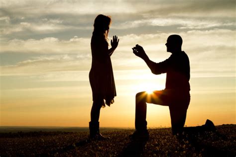 Sunset Silhouette Marriage Proposal Stock Image Everypixel