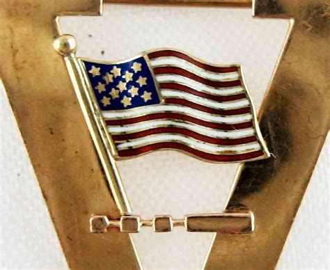 14k Gold Wwii V Victory Pin American Flag Morse Code Valerie Ivory