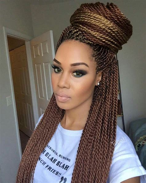 Select from premium hairstyle color of the highest quality. Loving her makeup and the color of her Senegalese twist ...