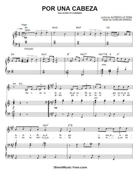 Carlos gardel (born charles romuald gardes; Por Una Cabeza Sheet Music PDF Carlos Gardel Gratis ...