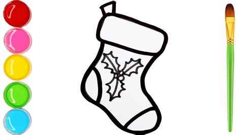 Drawing Christmas Socks Simple Coloring For Children Youtube