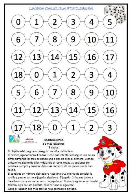 Para jugar el juego, tendrás que imprimir primero las tarjetas de bingo y la hoja de ecuaciones. JUEGO MATEMÁTICO: LANZA 3 DADOS CALCULA Y COLOREA - Aula PT