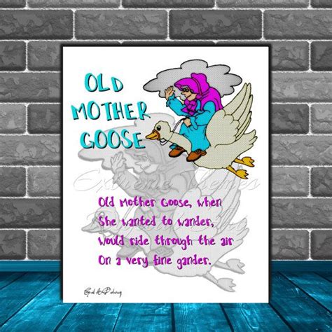 16x20 Old Mother Goose Printable Art Nursery Nursery Rhymes Printable