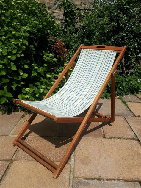 Same day delivery 7 days a week £3.95, or fast store collection. Vintage Retro Style Deck Chair Striped Wooden Garden ...