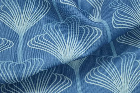Blue Art Deco Curtain Fabric Printed Fabric Curtains And Fabx