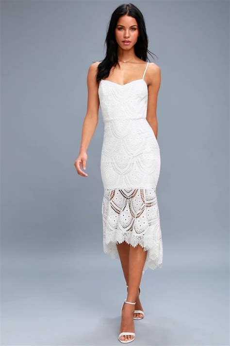 lovely white dress lace midi dress bodycon dress white lace bodycon lace bodycon midi dress