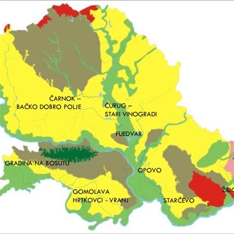 Soil Map Of The Serbian Province Of Vojvodina With The Most Important