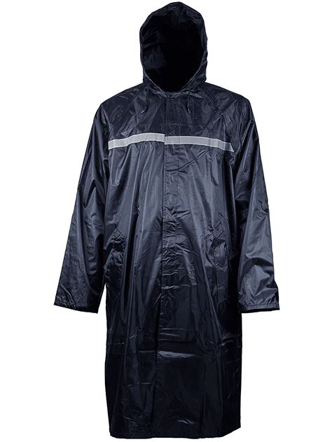 Rk Rain Wear Mens Waterproof Long Raincoat Pvc Trench Coat Navy