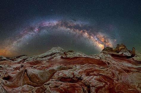 2048x1365 Nature Landscape Milky Way Night Stars Clear Sky Rock Cliff