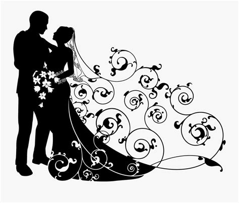 Wedding Couple Clipart Black And White Bride And Groom Background