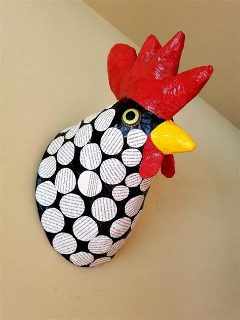 I have never used paper mache but would love to use this idea to make an owl for my son's upcoming harry potter birthday. Faux Taxidermy Rooster Paper Mache Chicken Paper Mache ...