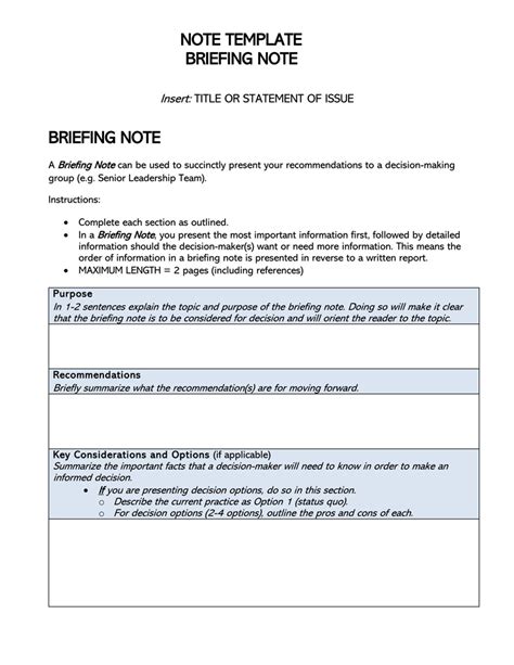 Free Briefing Note Templates And Examples Guide Tips
