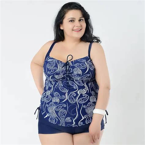 New Summer Retro Print Sexy Super Plus Size Swimwear Tankini Set 2