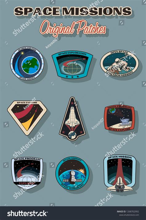 Space Missions Vector Patches Badges Logos Stock Vector Royalty Free