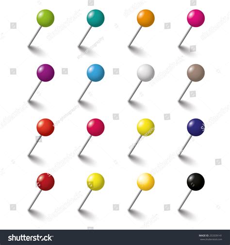 Colored Pins On White Background Eps Stock Vector 253339141 Shutterstock