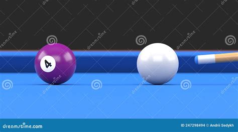 Close Up Of Billiard Ball Number Four Purple Color On Billiard Table Stock Illustration