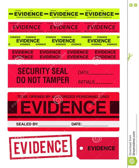 Evidence Tapes Stamp Stickers And Label Stock Vector Illustration