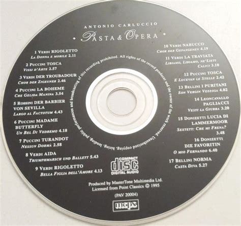 Antonio Carluccio Pasta And Opera Cd Discogs