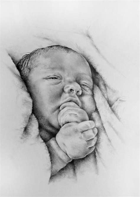 Custom Baby Portrait Detailed Realistic Pencil Drawing From Your
