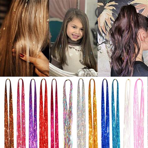 Buy Hair Tinsel Kit Strands With Tool 48 Inch 12 Colors 2100 Strands