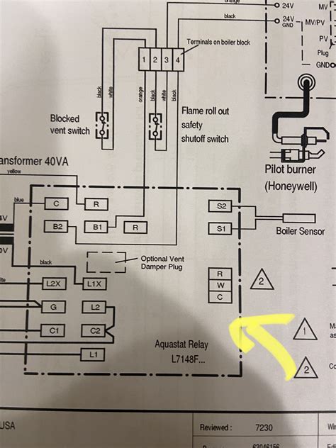 question  thermostat wiring   boiler heating   wall