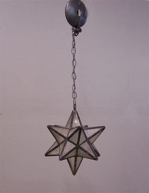 Moravian Star Hanging Leaded Glass Light Fixture