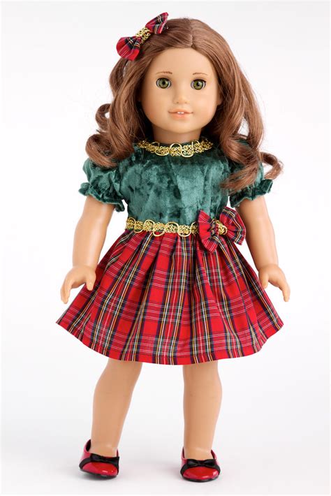 christmas classic clothes for 18 inch american girl doll holiday dress bow shoes