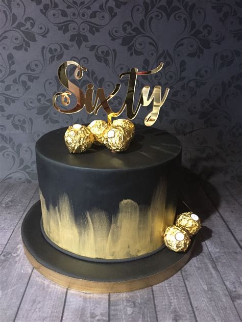 This 60th diamond wedding anniversary cake topper would also be suitable for a 60th birthday cake. Black and Gold 60th Birthday Cake | Small birthday cakes ...
